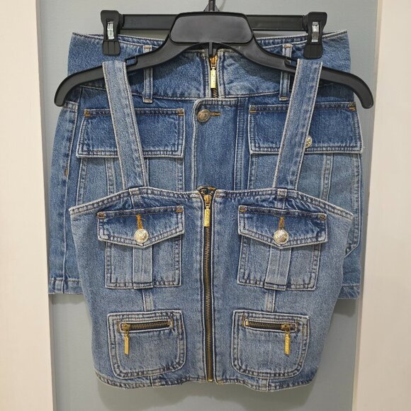 Liu Jo Milano Dresses & Skirts - Liu Jo Milano Designer Jean Top & Skirt Set Women’s Size 6/27 Blue Denim